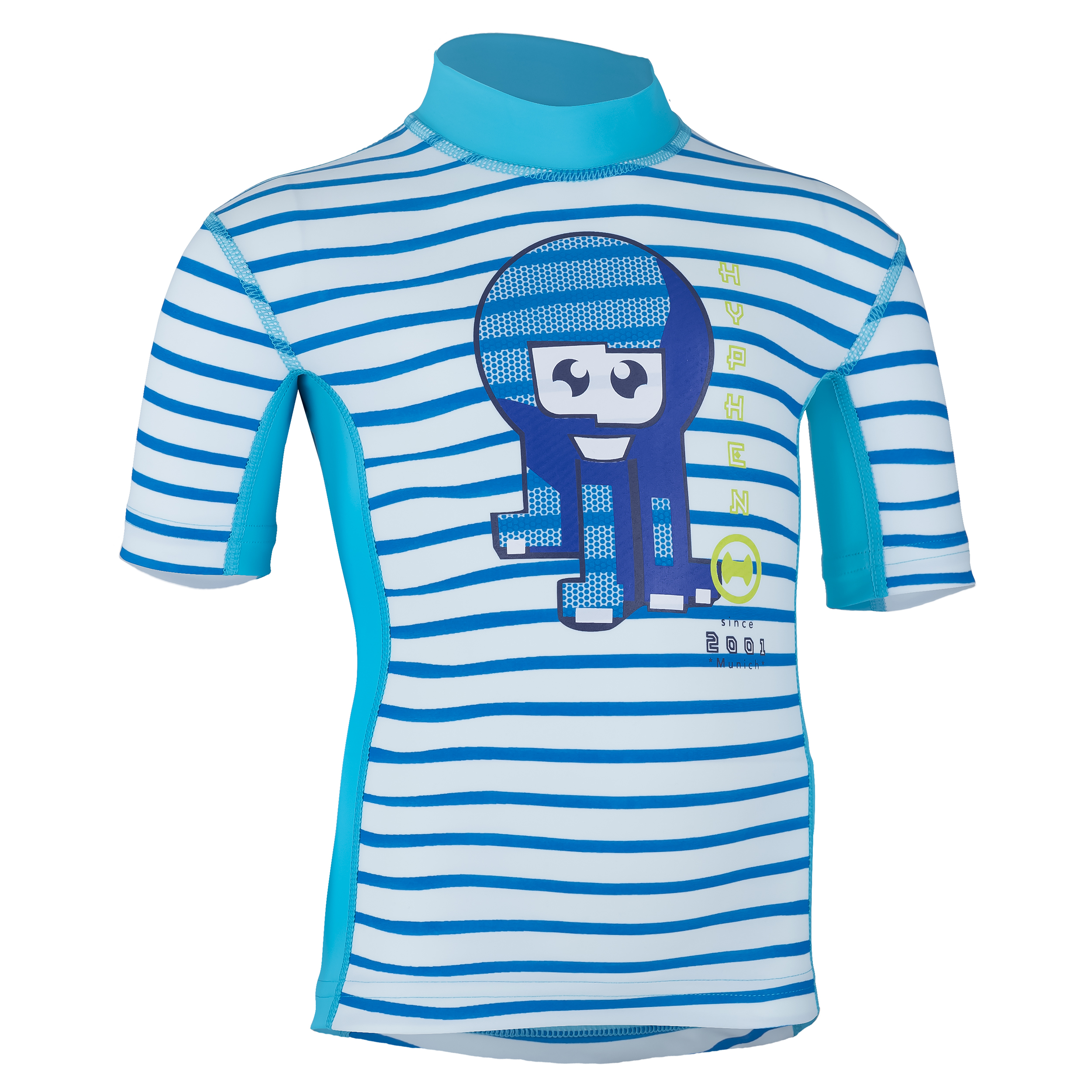 Kinder-Kurzarmshirt 'okili striped cielo/moliki azur'