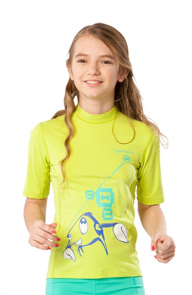 UV Sonnenschutz Kurzarmshirt 'hy!tenk wild lime' für Kinder mit UPF 80 von hyphen