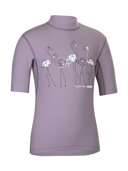Kinder Kurzarm-Shirt ‘flamingos purple ash‘ mit UPF 80 von Hyphen