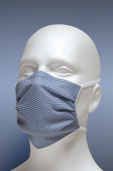 Mund-Nasen-Maske mit Nasenbügel 2-lagig (Erwachsene) von Hyphen, grau gestreift mit UPF 80