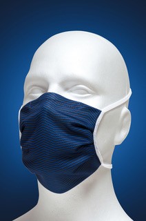 Mund-Nasen-Maske mit Nasenbügel 2-lagig (Erwachsene) von Hyphen in der Farbe blau gestreift mit UPF 80