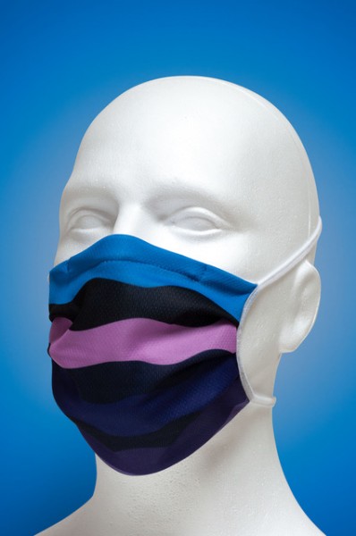 Mund-Nasen-Maske mit Nasenbügel 2-lagig (Erwachsene) von Hyphen, in Lila-Tönen mit UPF 80