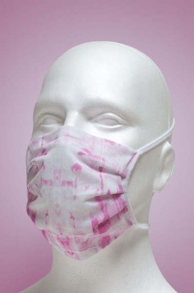 Mund-Nasen-Maske mit Nasenbügel 2-lagig (Erwachsene) von Hyphen, weiss-rosa mit UPF 80